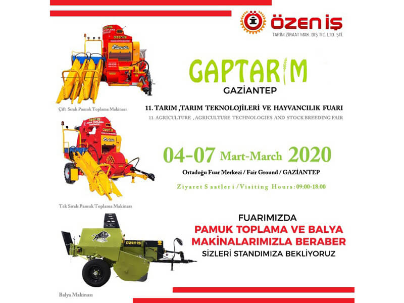 Gaptarım Gaziantep 11. Tarım, Tarım Teknolojileri ve Hayvancılık Fuarı